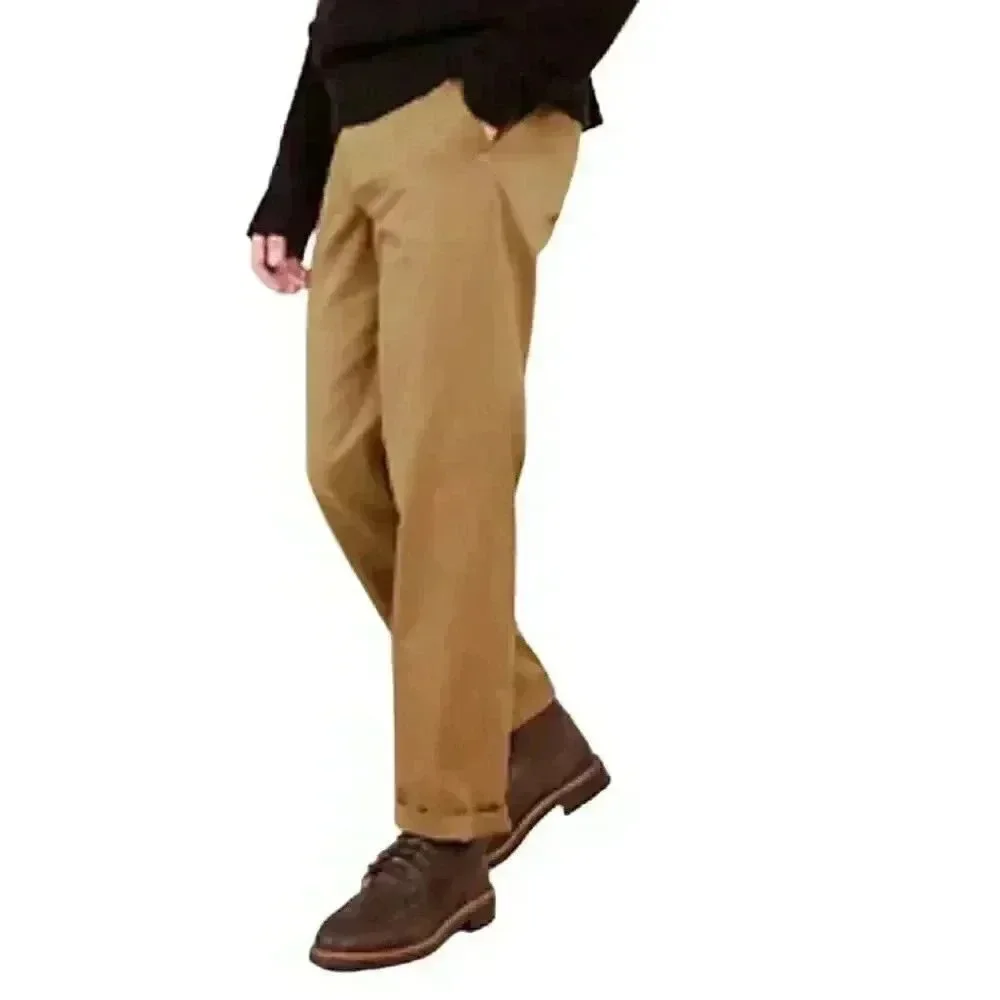 Banana Republic Men's Tan Linen/Cotton Dawson Flat Front Relaxed Leg Lower Waist